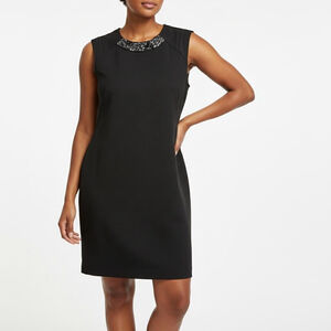 Ann Taylor Black Embellished Sleeveless Shift Dress Medium
